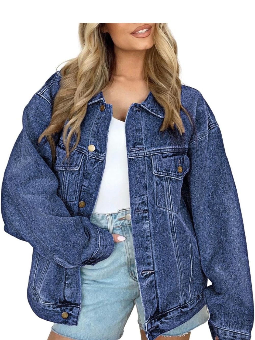AUTOMET Jeans Jacket oversized long Loose fit size Large